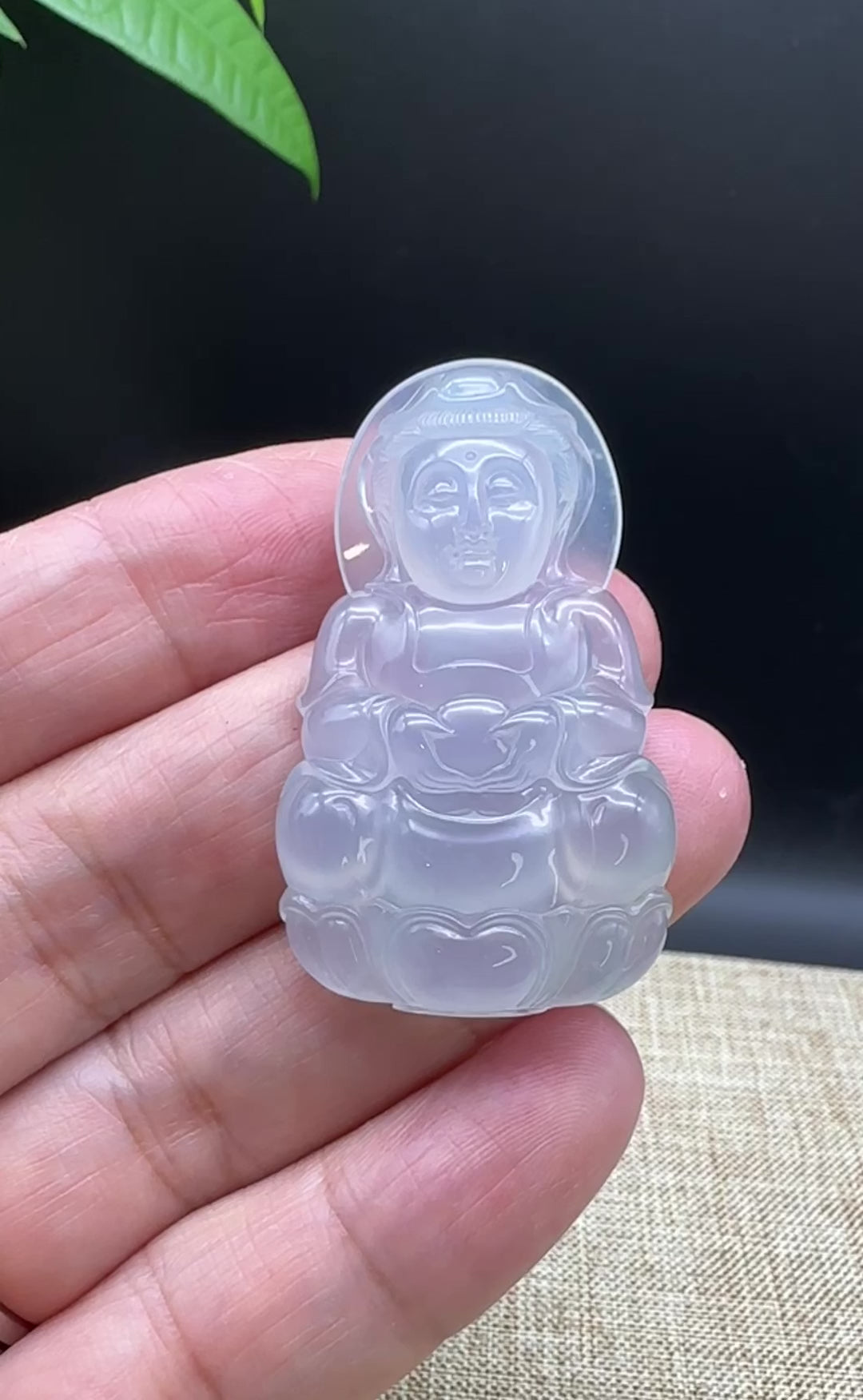 "Goddess of Compassion" Genuine Burmese Jadeite Jade Guanyin Necklace