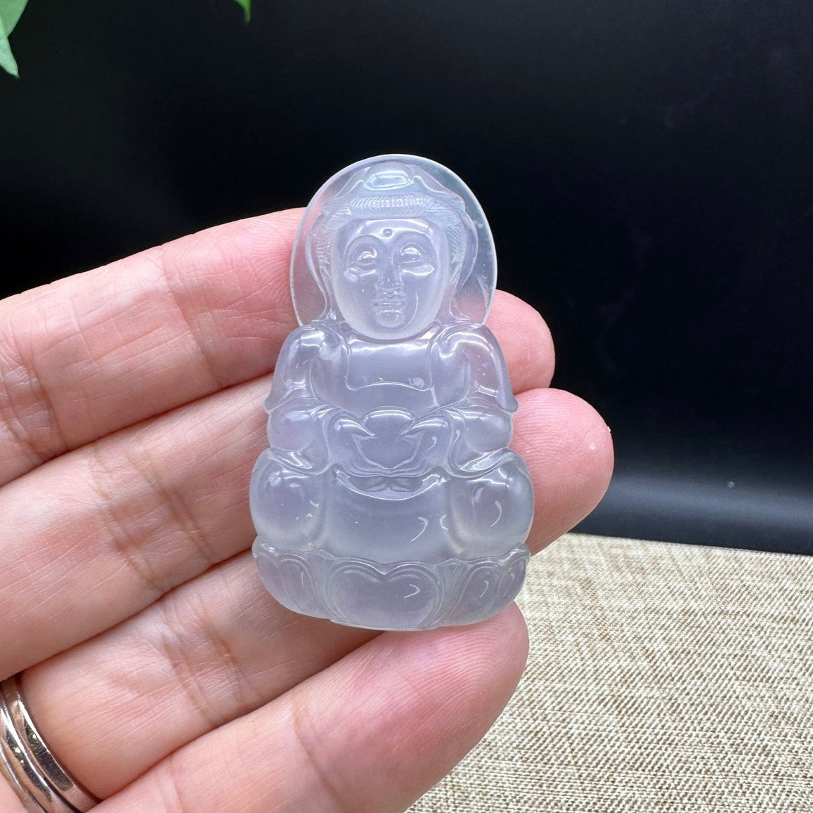 "Goddess of Compassion" Genuine Burmese Jadeite Jade Guanyin Necklace