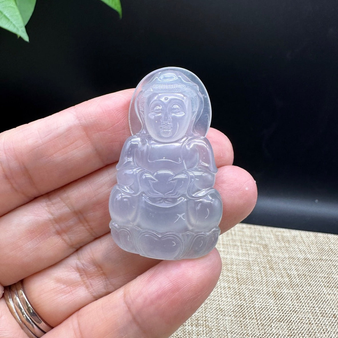 "Goddess of Compassion" Genuine Burmese Jadeite Jade Guanyin Necklace