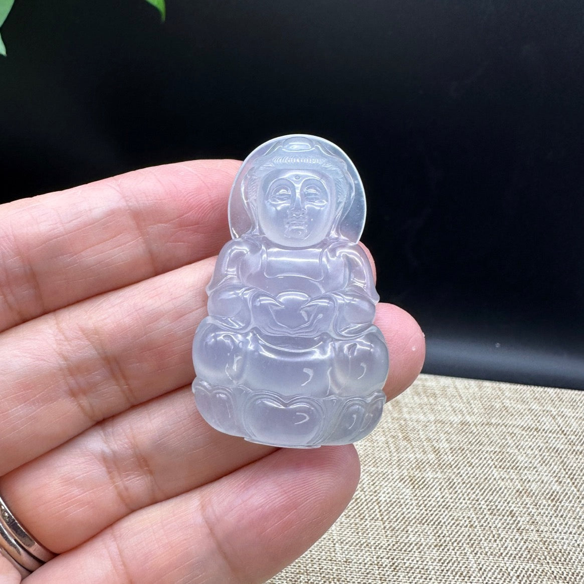 "Goddess of Compassion" Genuine Burmese Jadeite Jade Guanyin Necklace